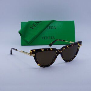 Bottega Veneta BV1265S 002 Cat Eye Sunglasses - Havana/Gold/Brown